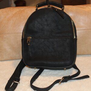 MINI Backpack/Purse/Handbag Black Vegan Faux Leather with Luxury lined interior
